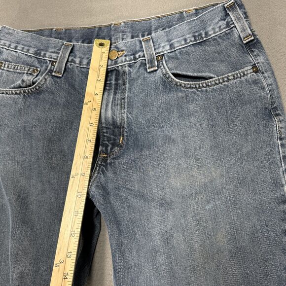 Carhartt Jeans Mens 34x34 Blue Straight Relaxed American‎ Cowboy Workwear Denim - Picture 4 of 12